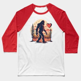 Bigfoot Heart Valentines Day Boys Men Love Sasquatch Believe Baseball T-Shirt